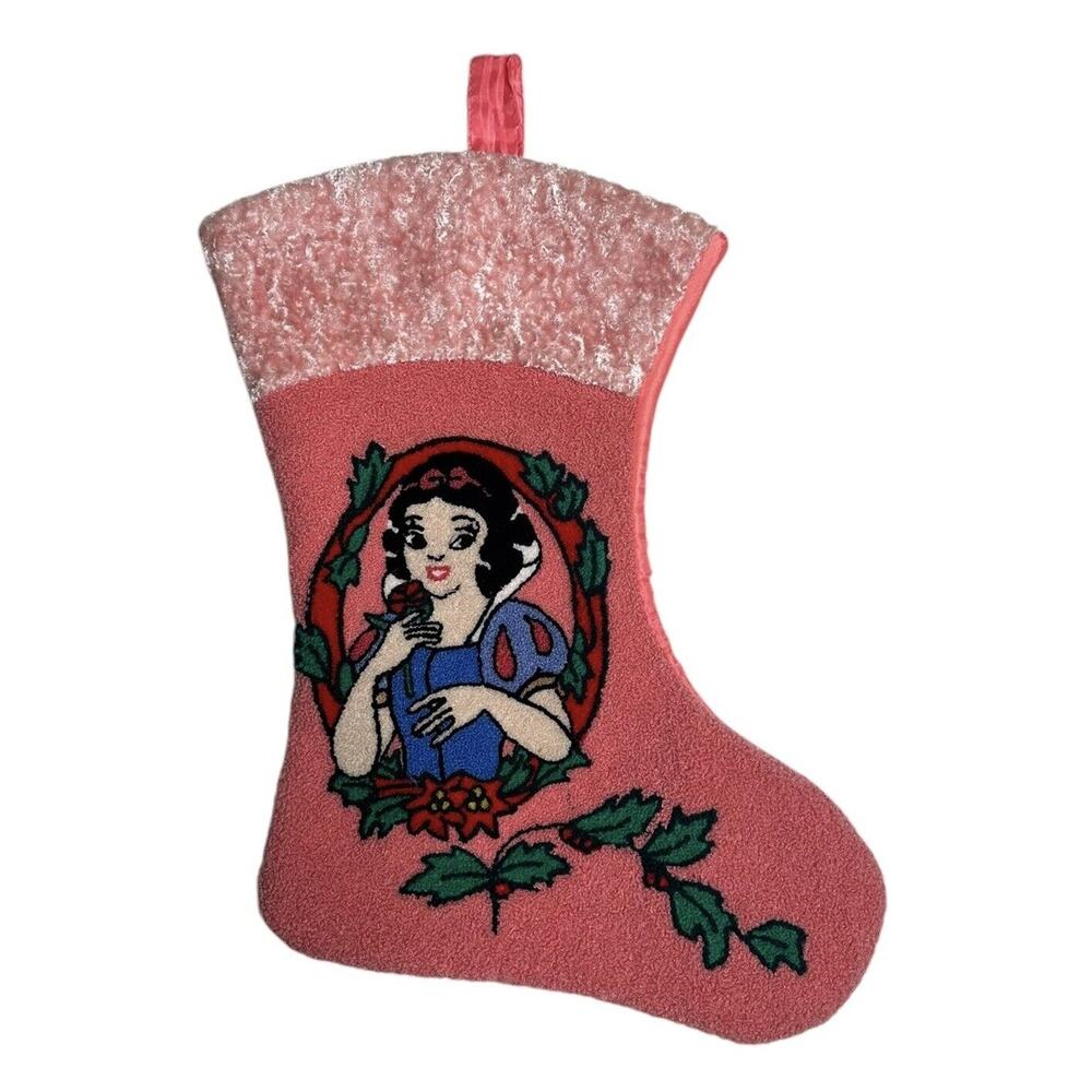 Disney Classics Vtg Pink Plush Princess Snow White Christmas Stocking 19.5"